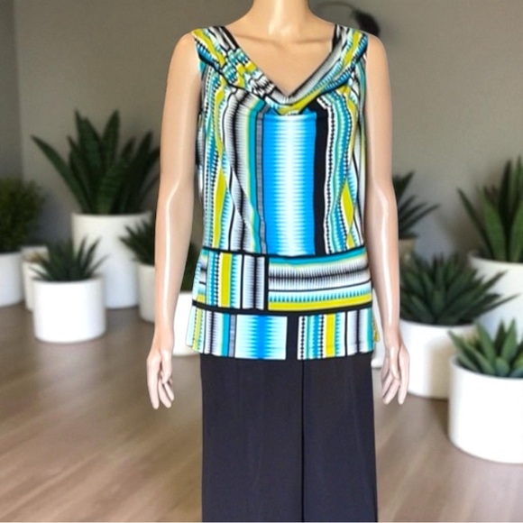 Calvin Klein Women's Lime Green Multi/Color Sleeveless Cowl-Neck Top Blouse - Picture 10 of 16